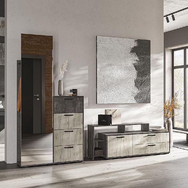 Эдинбург вешалка ВШ-01 (1,002х2,000х0,350) железный камень/дуб крафт серый - Вид 3