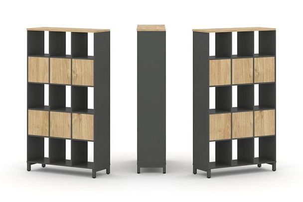 Стайл Проджект Набор стеллажа 2-х сторон., 5 яр. SN.NSD-531 Антрацит/Тиквуд Светлый/Металл Антрацит - Вид 1