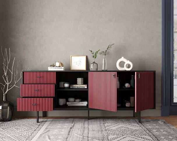 Комод с дверками и нишей Emerson арт EM15/red/L - Вид 2