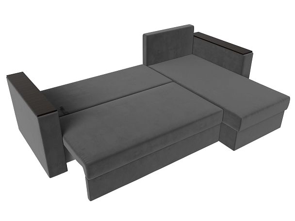 Угловой диван Атланта Лайт Б/С правый (полностью велюр серый) - Вид 9