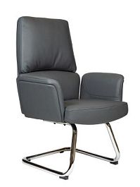 Кресло офисное / Bonno CF / серая кожа/ алюминевая база - Фото предпросмотра