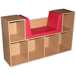 Стеллаж с мягким сиденьем, ЛДСП+ВИК, поролон - Фото предпросмотра
