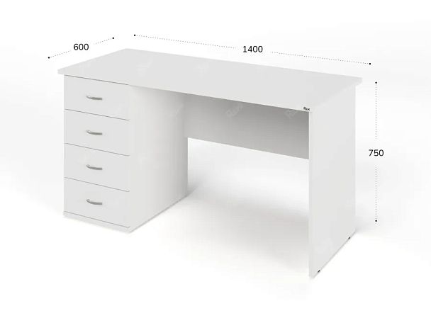 ЛАЙТ / LIGHT RLG007-14x6L Однотумбовый стол 140x60x75 Белый - Вид 3