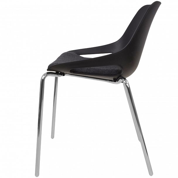 Стул Q5 c мягким сиденьем (4 ножки) каркас хром, черный, стопируемый - Вид 4