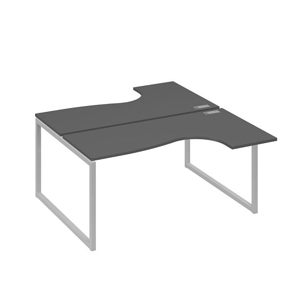 Рабочая станция QUATTRO (2х160) столы Классика эргономичные A4 А4 Б4 182 БП антрацит премиум / металлокаркас серый - Вид 1