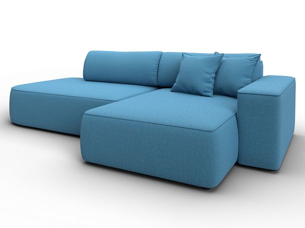 Диван угловой Лига-065 БП угол правый Рогожка голубой - Вид 2