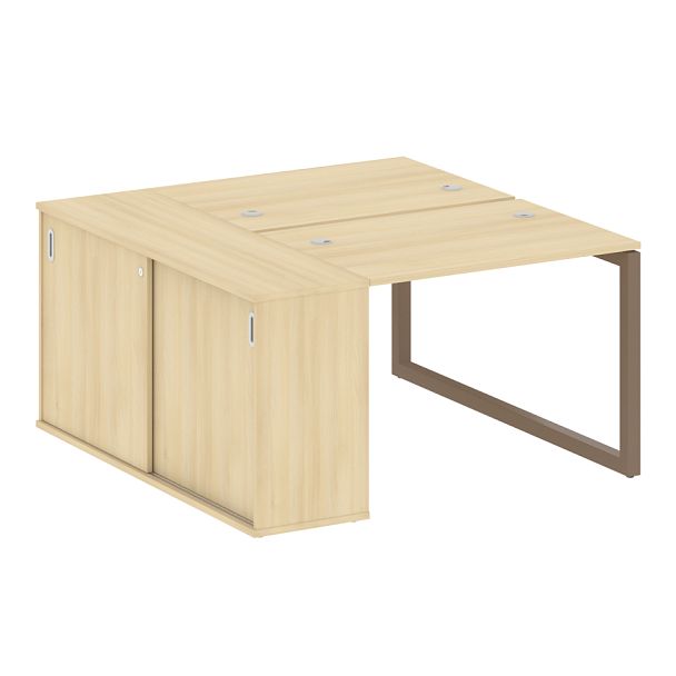 Metal System Quattro Р. ст. с шкафом-купе на О-образном м/к 50БО.РС-СШК-1.1 Т Акация/Мокко металл 1410*1475*750 - Вид 1