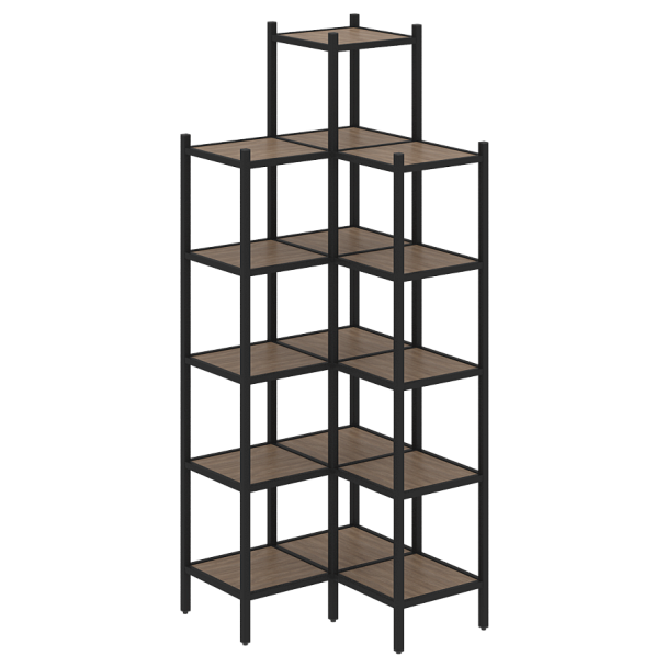 Loft Угловой внутренний стеллаж наборный VR.L-46 Дуб аризона/Чёрный металл 862*862*2280 - Вид 1