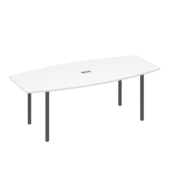 Стол для переговоров 220 с каркасом DUE A4 А4 Б2 114 БП белый премиум / металлокаркас антрацит - Вид 1
