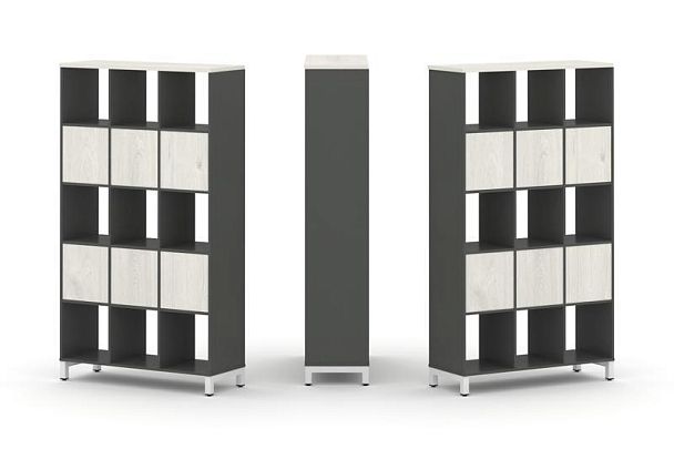 Стайл Проджект Набор стеллажа 2-х сторон., 5 яр. SN.NSD-531 Антрацит/Дуб Наварра/Металл Белый 1121*4 - Вид 1