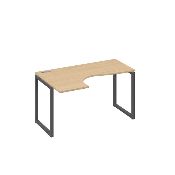 Стол эргономичный левый "Классика" на металлокаркасе QUATTRO A4 А4 Б4 033 БП натуральный дуб / металлокаркас антрацит - Вид 1