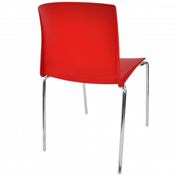 Стул Pull (4 ножки) каркас Хром, красный, стопируемый - Вид 4