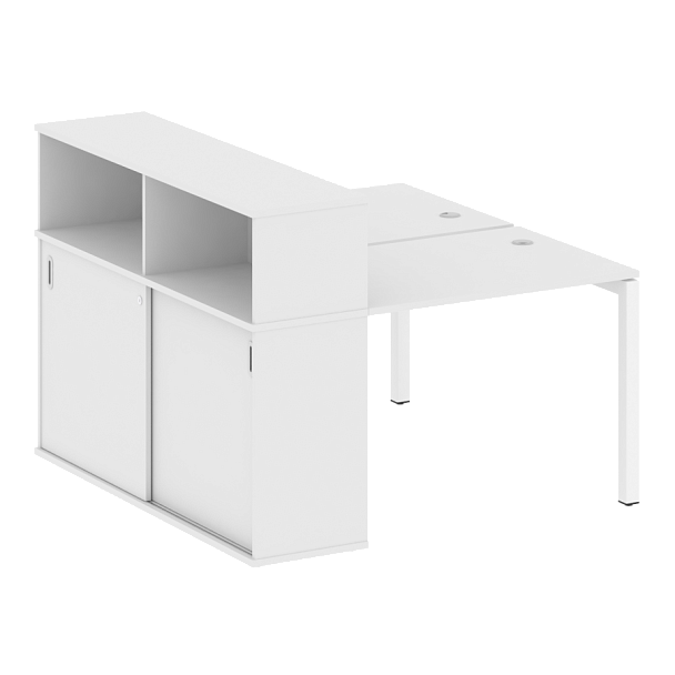 Metal System Quattro Р. ст. с шкафом-купе на П-образном м/к 50БП.РС-СШК-2.1 Т Белый/Белый металл 1410*1475*1098 - Вид 1