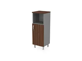 БЕРЛИН / BERLIN Шкаф-стеллаж узкий 3 уровня правый 450х430х1290 Орех Вармия/Серый - Фото предпросмотра