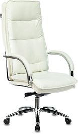 Кресло руководителя Бюрократ T-9927SL слоновая кость кожа крестов. хром - Фото предпросмотра