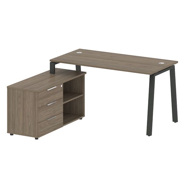 Metal System Р. ст. с тумбой на А-образном м/к БА.РС-СТС-2.3 (L) Вяз/Антрацит металл 1500*1520*750 - Вид 1