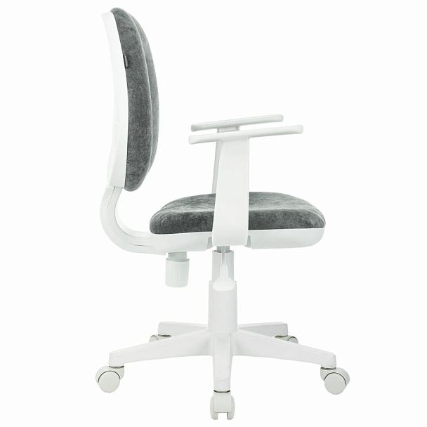 Кресло детское BRABIX "Fancy MG-201W", с подлокотниками, пластик белый, велюр, серое, 533010 - Вид 8