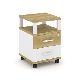Concept Тумба мобильная 2 ящ. с надставкой CN.TUM-002 W Дуб Винченцо/Белый Бриллиант/Металл Белый 420*420*615 - Фото предпросмотра