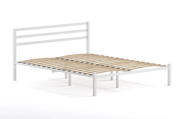 Кровать металлическая Сталь 1400*2000, цвет белый - Вид 3