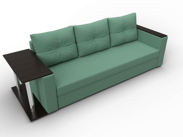 Диван прямой Атланта Лайт со столом слева Рогожка зеленый - Вид 6