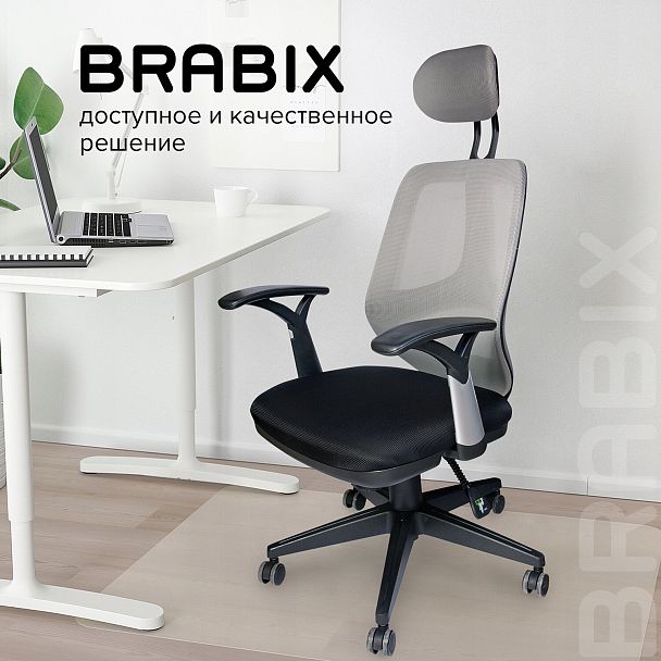 Кресло BRABIX "Saturn ER-400", с подголовником, комбинированное, черное/серое, 530871 - Вид 18