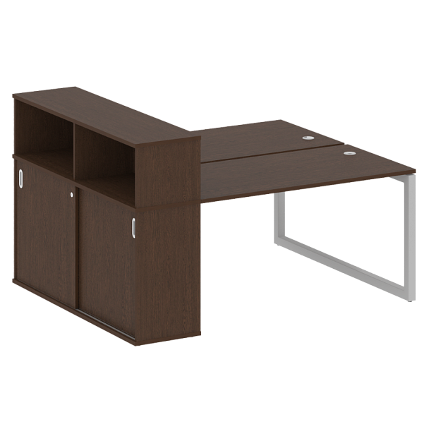 Metal System Quattro Р. ст. с шкафом-купе на О-образном м/к 50БО.РС-СШК-2.3 Т Венге/Серый металл 1810*1475*1098 - Вид 1
