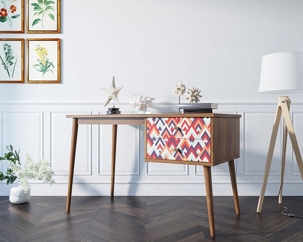 Стол рабочий "Berber" принт 2 с одной тумбой - Вид 6