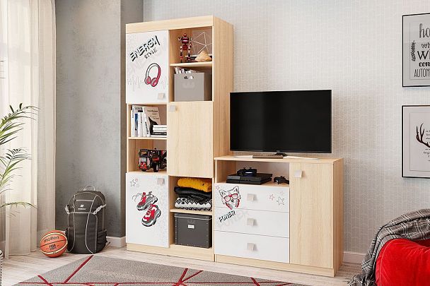 Энерджи Стеллаж MDE-03.1623 дуб сонома/белый - Вид 3