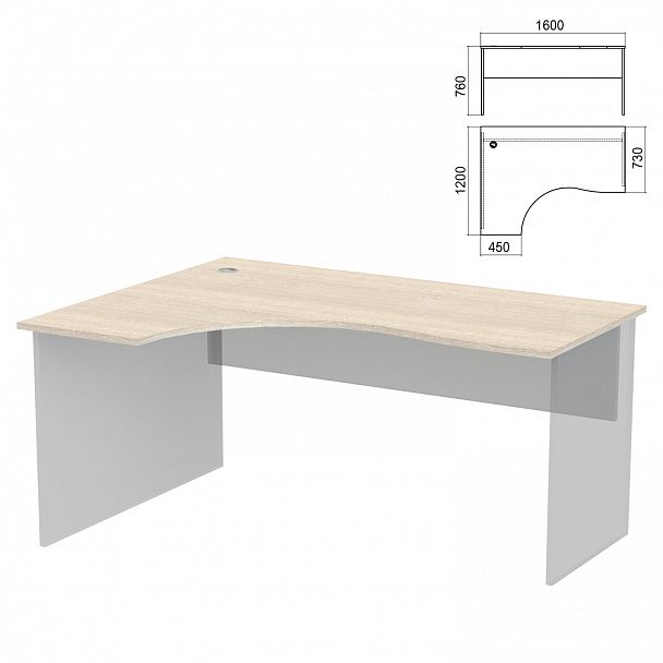 Стол эргономичный ЧАСТЬ 1 "Арго", 1600х1200х760 мм, левый, ясень шимо - Вид 2