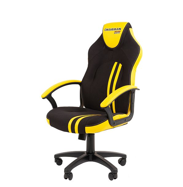 Кресло CHAIRMAN GAME 26, экокожа/ткань стандарт, черный/желтый - Вид 2