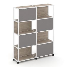 Shelf Mobile Стеллаж 5 уровней 2 секции VR.LT-STK-516.10 Дуб Аттик/Металл Белый/W-11 1970*400*2000 - Фото предпросмотра