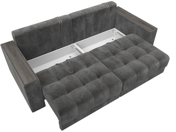 Диван прямой с декором Лига-049 НПБ Велюр серый - Вид 8