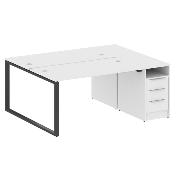 Metal System Р. ст. с тумбой на О-образном м/к БО.РС-СТП-2.3 Белый/Антрацит металл 1812*1475*750 - Вид 1