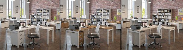 Рабочая станция на 2 стола продольная Tess Metal 280x80x75 белый - Вид 5