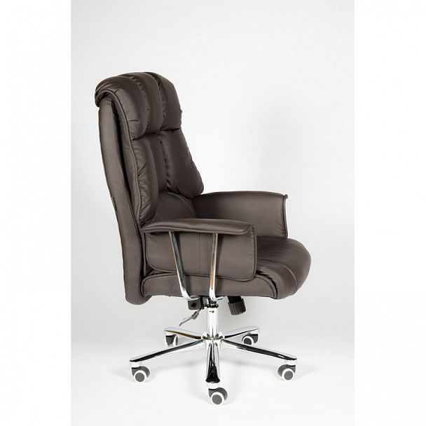 Кресло Президент / сталь + хром / темно-коричневая кожа - Вид 5