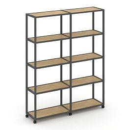 Shelf Mobile Стеллаж 5 уровней 2 секции VR.LT-STK-511.12 Тиквуд Светлый/Металл Антрацит 2370*400*2000 - Фото предпросмотра