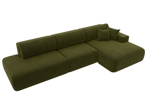 Диван угловой Лига-036 Модерн Лонг правый угол Микровельвет зеленый - Вид 5