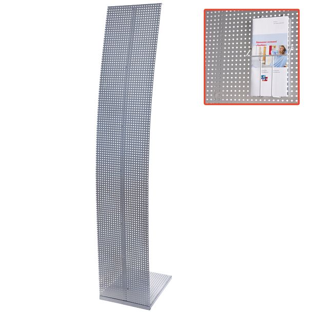 Стойка напольная для рекламных материалов (160х30х36 см), без лотков, хром, ПАРУС-1, (лотки 290443-290445), 290441 - Вид 1