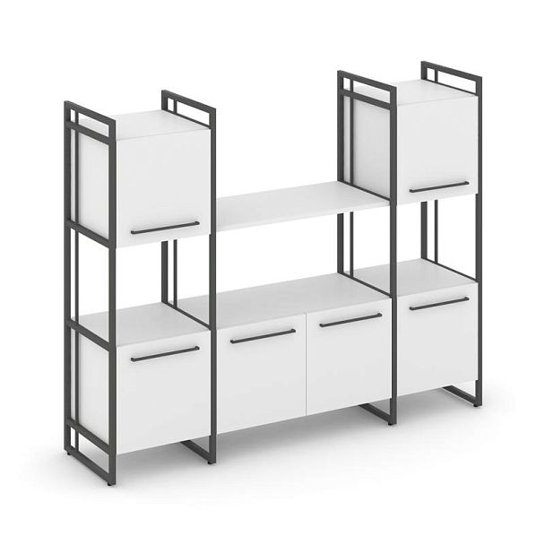 Rift Шкаф комбинированый RF.NS-002 Белый Бриллиант/Металл Антрацит 1598*396*1286 - Вид 1