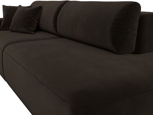 Диван прямой Лига-036 Модерн подлокотник слева Микровельвет коричневый - Вид 3