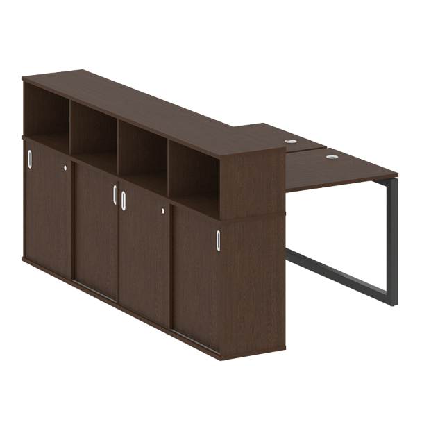 Metal System Quattro Р. ст. с шкафом-купе на О-образном м/к 50БО.РС-СШК-4.1 Т Венге/Антрацит металл 1410*2332*1098 - Вид 1