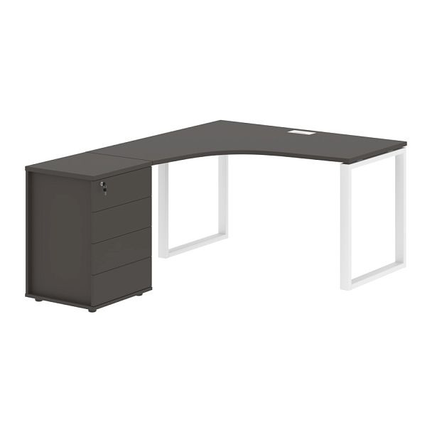 Стол эргономичный с тумбой EQCET 1318(L) Мокко/Белый 1360х1880х750 EDIS - Вид 1