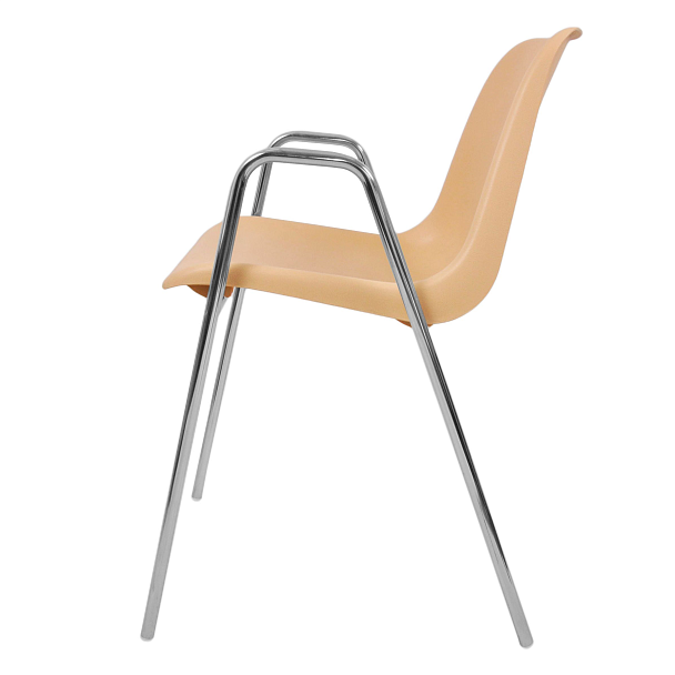 Стул Vicenza (4 высокие ножки c подлокотниками), каркас Хром, бежевый, РП+ИК, стопируемый - Вид 3
