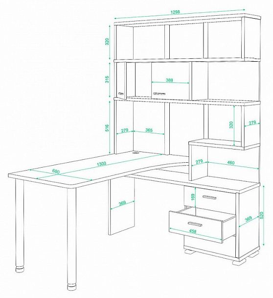 Стол компьютерный Домино СР-420/130 Карамель/Шамони левый - Вид 2