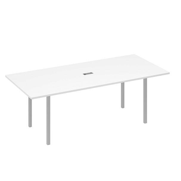 Стол переговорный 220 на металлокаркасе DUE A4 А4 Б2 124 БП белый премиум / металлокаркас серый - Вид 1
