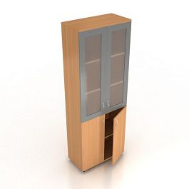 Шкаф со стеклом Менеджер Ш-02+ДШК-02+МДС-02 бук - Фото предпросмотра