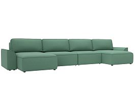 Диван п-образный Лига-048 НПБ лонг Рогожка зеленый - Фото предпросмотра