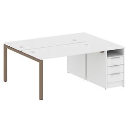 Metal System Quattro Р. ст. с тумбой на П-образном м/к 50БП.РС-СТП-2.3 Белый/Мокко металл 1812*1475*750 - Фото предпросмотра
