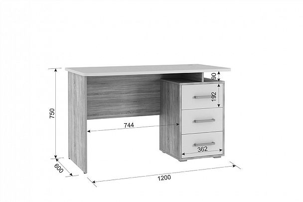 Лайт-2 Стол компьютерный 1200 SKL2.1N02.1623 дуб сонома/белый - Вид 4