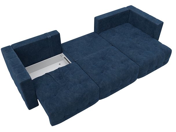 Диван угловой Лига-052 НПБ Лонг угол универсальный Велюр синий - Вид 8